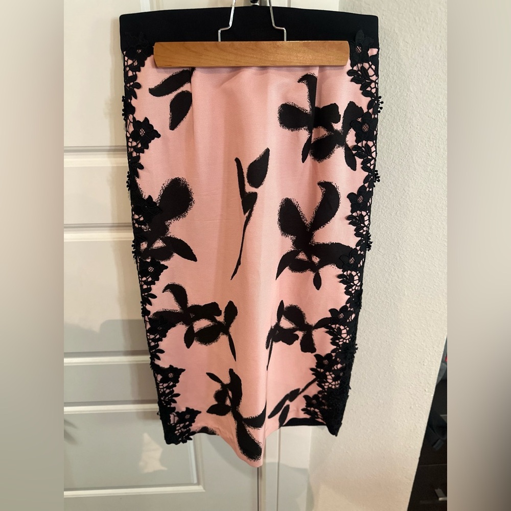 Pink and black midi floral Sachin & Babi skirt